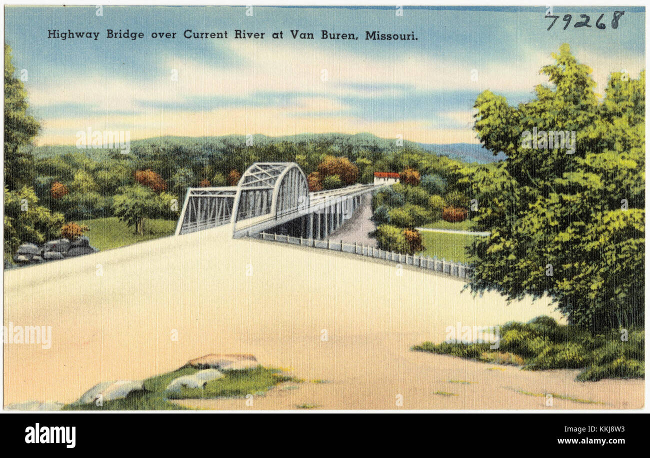 Highway bridge over Current River at Van Buren, Missouri (79268 Stock