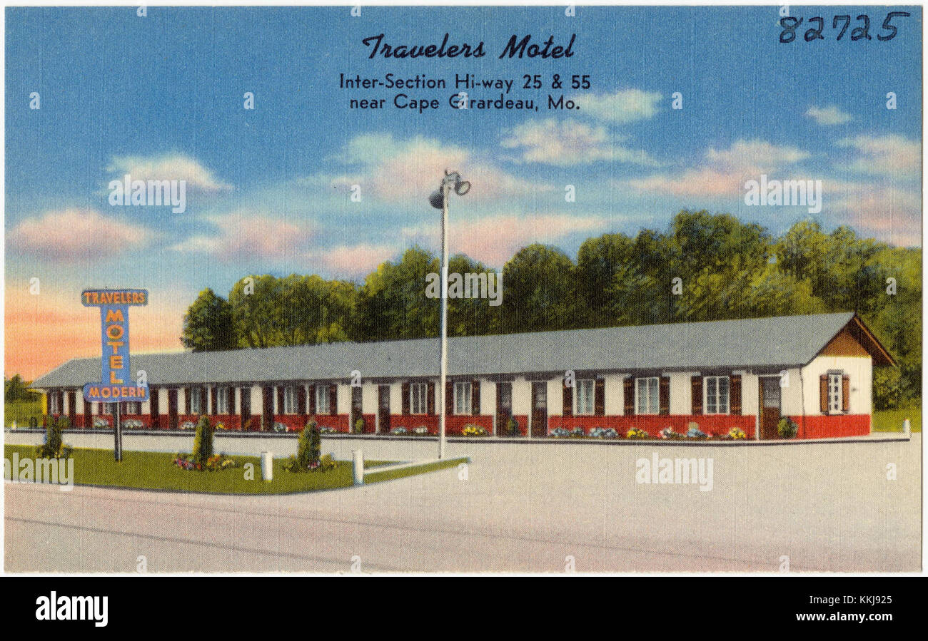 Travelers Motel, Inter-Section Hi-way 25 and 55, near Cape Girardeau, Mo (82725) Stock Photo