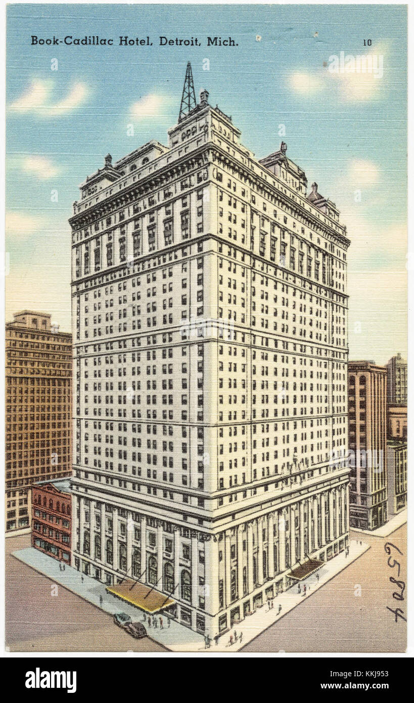 Sheraton-Cadillac Hotel Vintage Postcard Detroit Michigan 