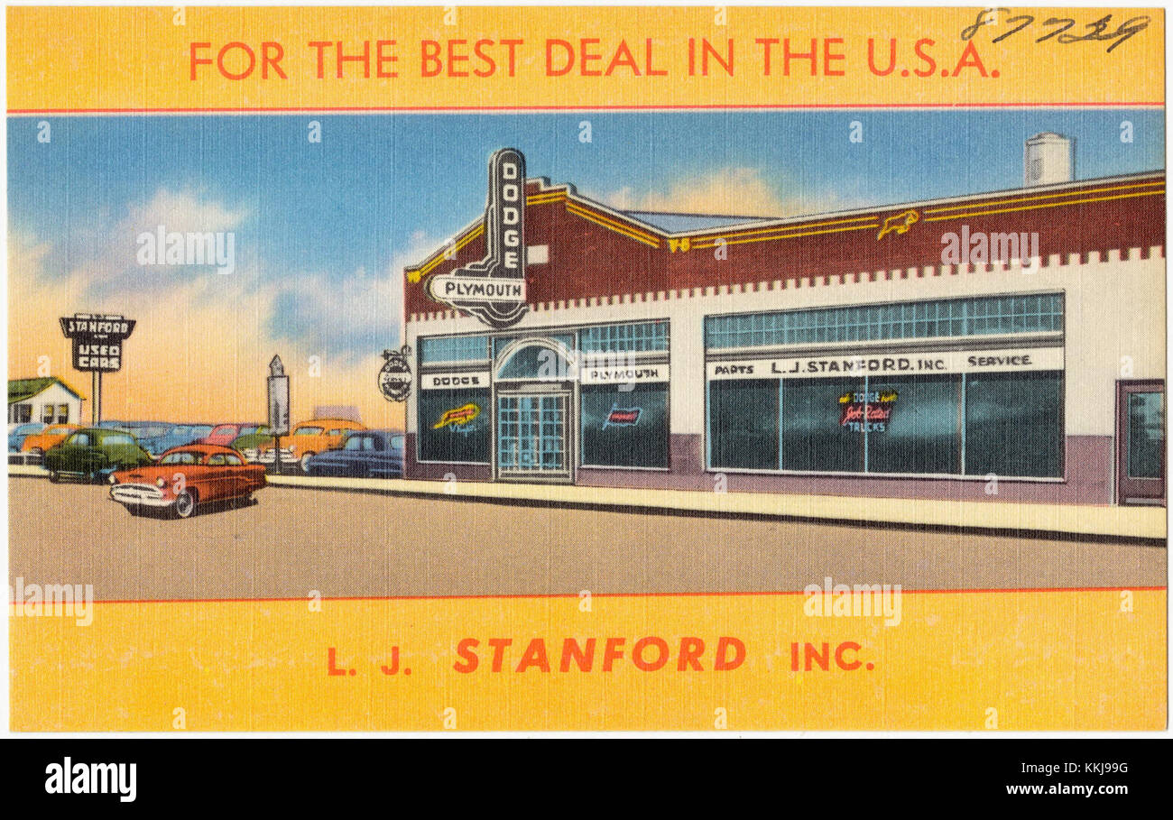 For the best deal in the U.S.A., L. J. Stanford, Inc., 13039 Michigan Ave., Dearborn, Mich (87729) Stock Photo