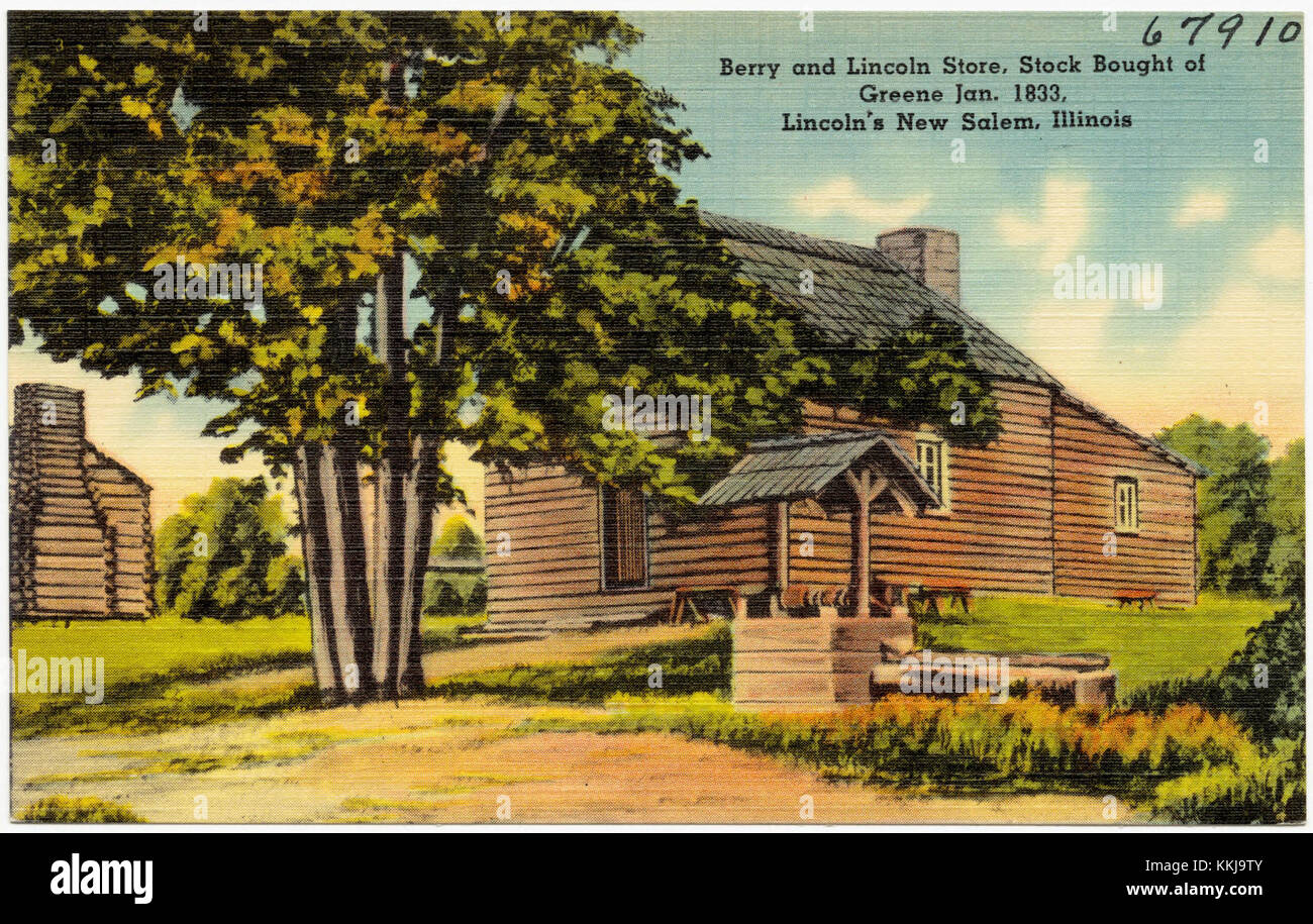 Abe Lincoln's New Salem Illinois Vintage Postcard Miller and Kelso Residence 
