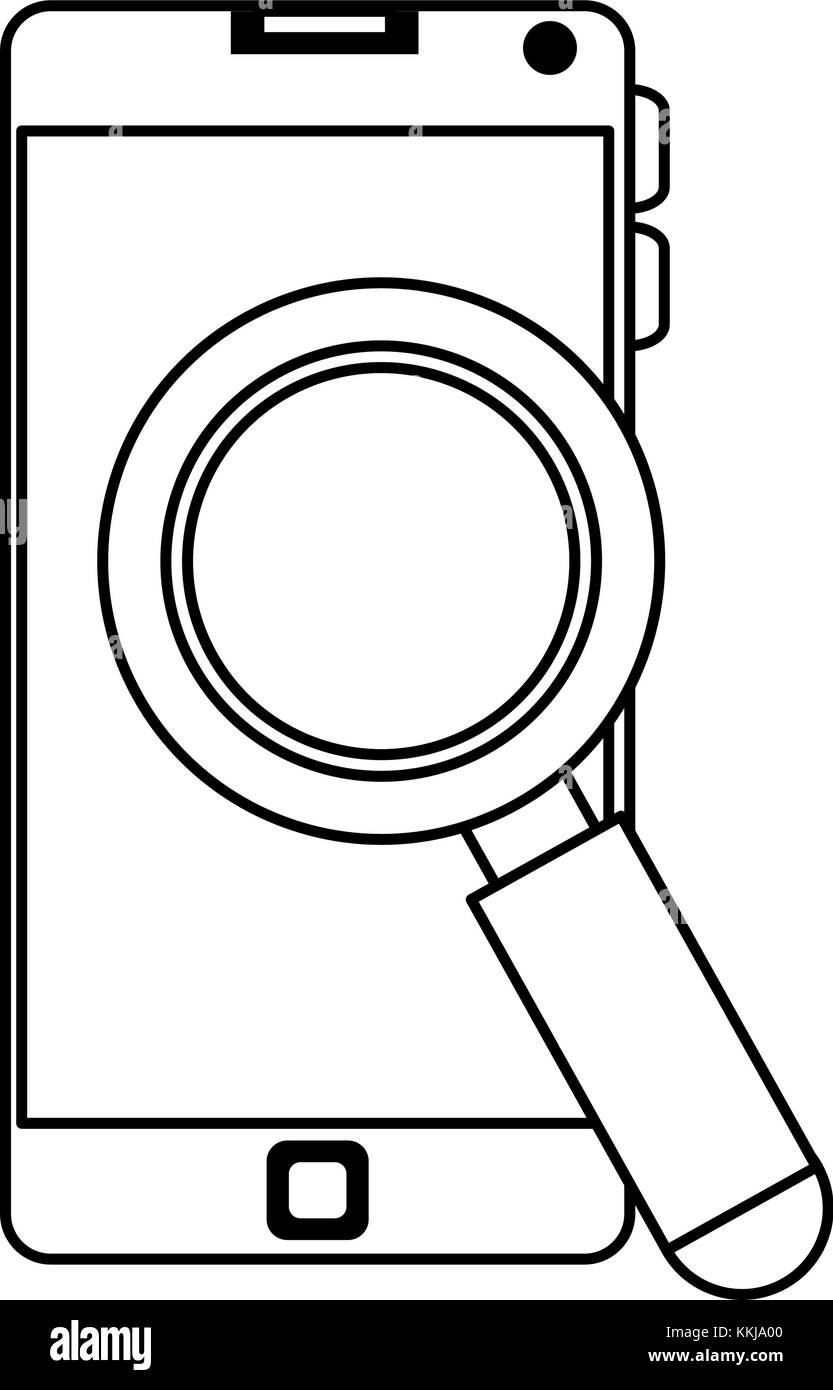 smartphone device with magnifying glass Stock Vector Image & Art - Alamy