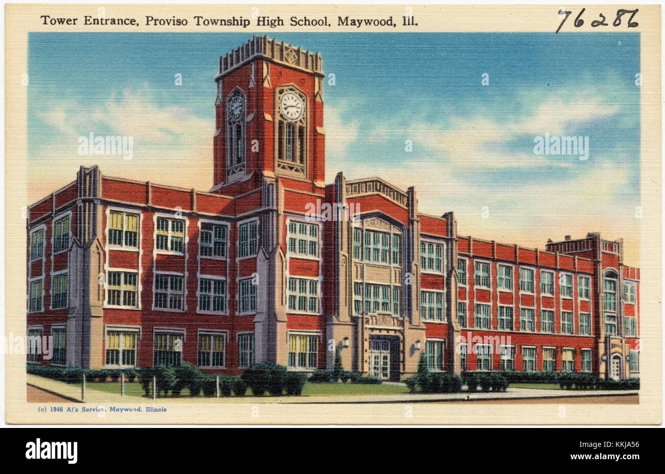 Tower entrance, Proviso Township High School, Maywood, Ill (76286 Stock