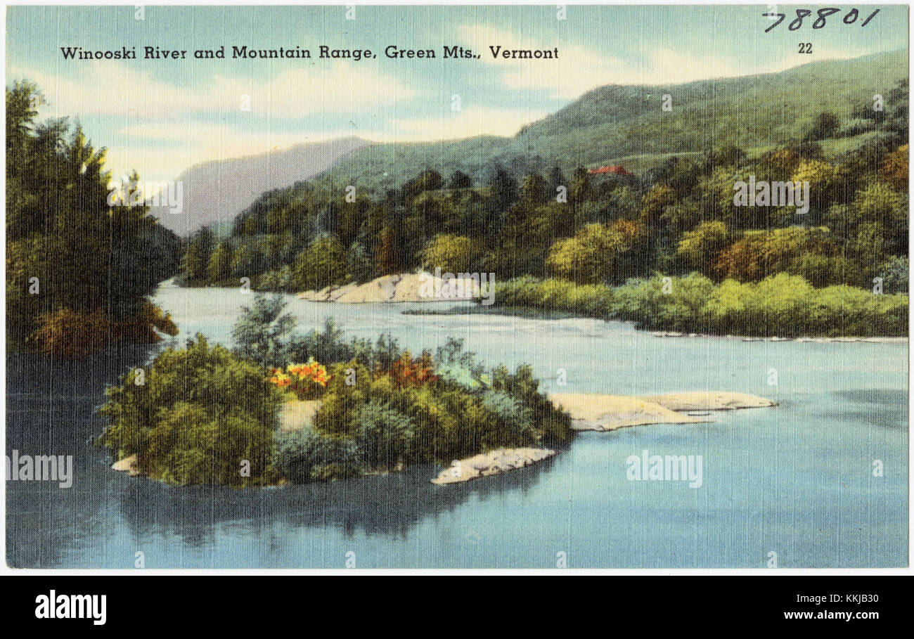 Winooski River and mountain range, Green Mts., Vermont (78801 Stock