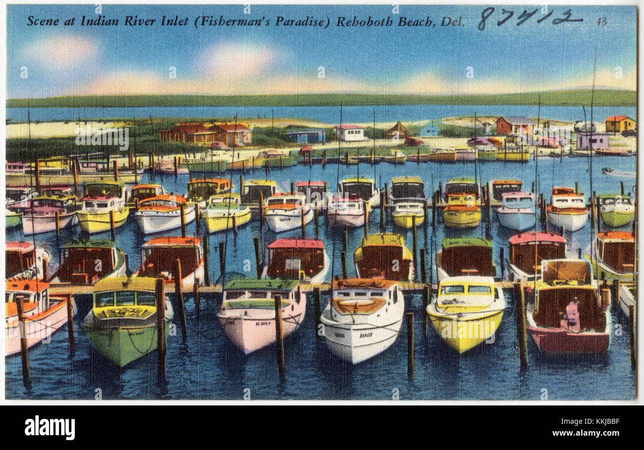 Scene at Indian River Inlet (Fisherman's Paradise) Rehoboth Beach, Del (87412 Stock Photo Alamy