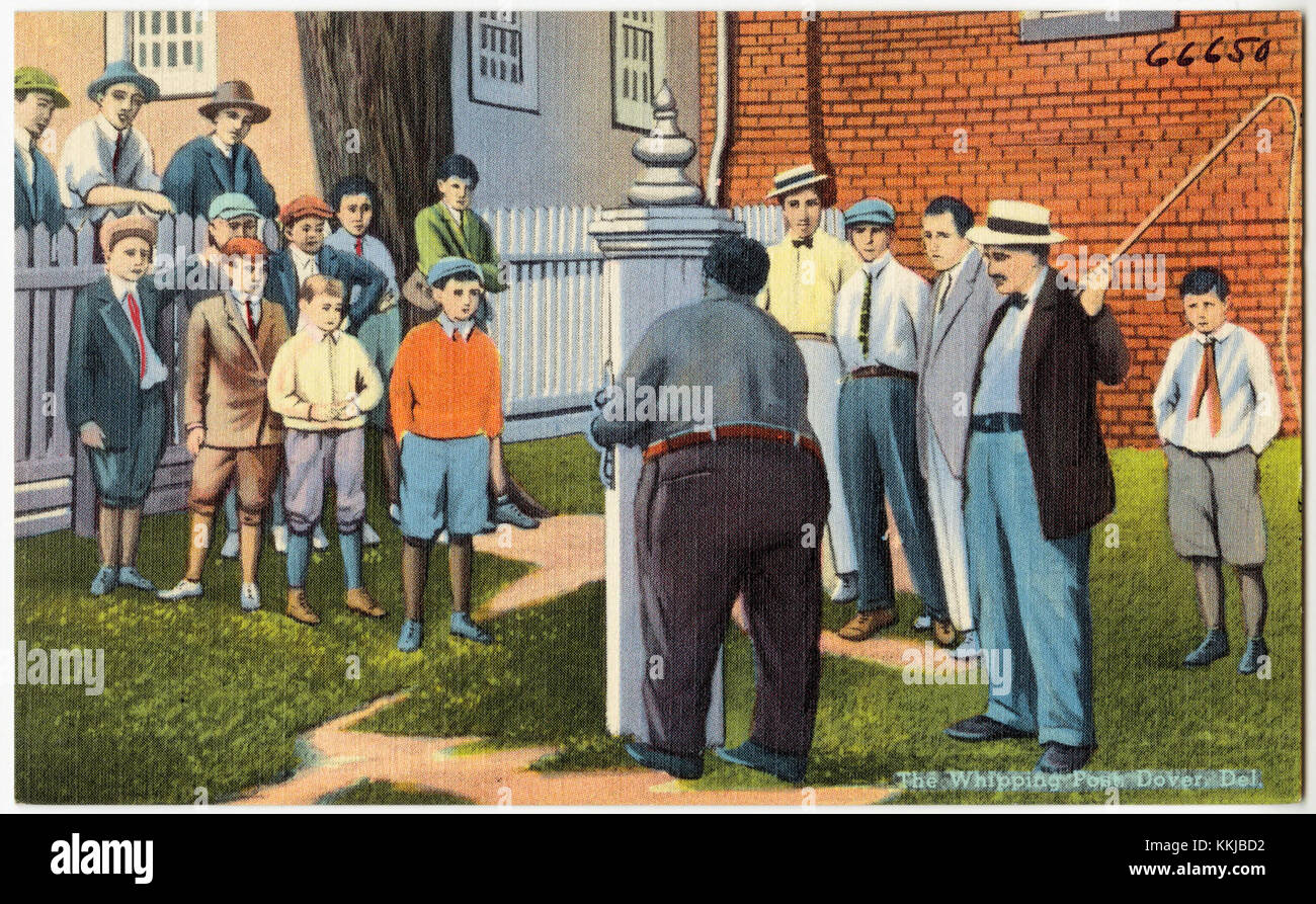 The whipping post in Dover, Delaware, was once a structure used for corporal punishment. Located in the heart of Dover, this historical site reflects the penal practices of earlier times, now serving as a reminder of past judicial systems. Stock Photo