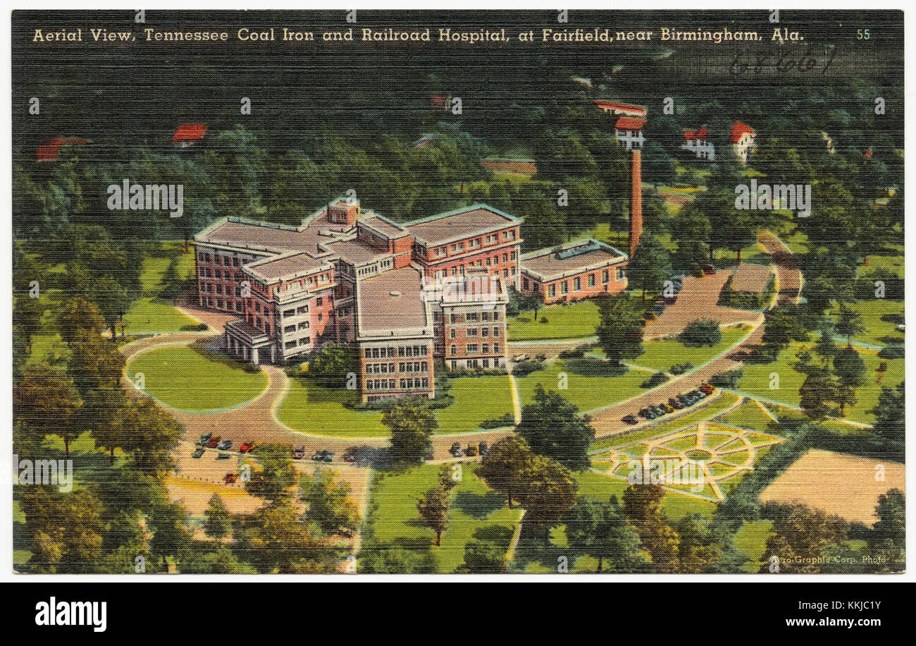 Aerial view, Tennessee Coal Iron and Railroad Hospital, at Fairfield, near Birmingham, Ala. (7372461722) Stock Photo