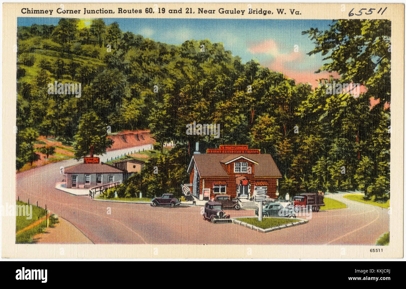 Chimney Corner Junction, routes 60, 19 and 21, near Gauley Bridge, W. Va (65511) Stock Photo