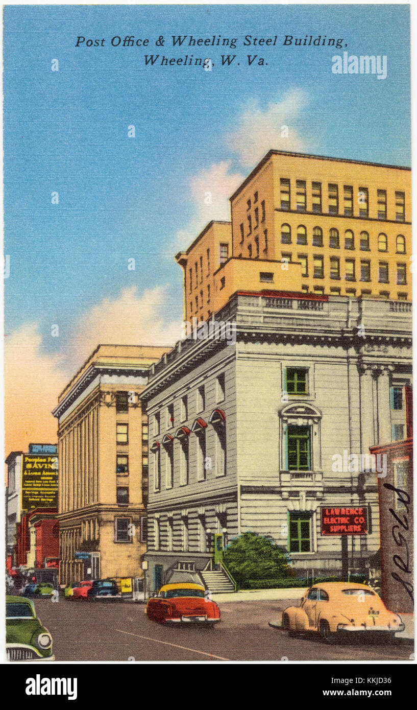 This image shows the post office and Wheeling Steel building in ...