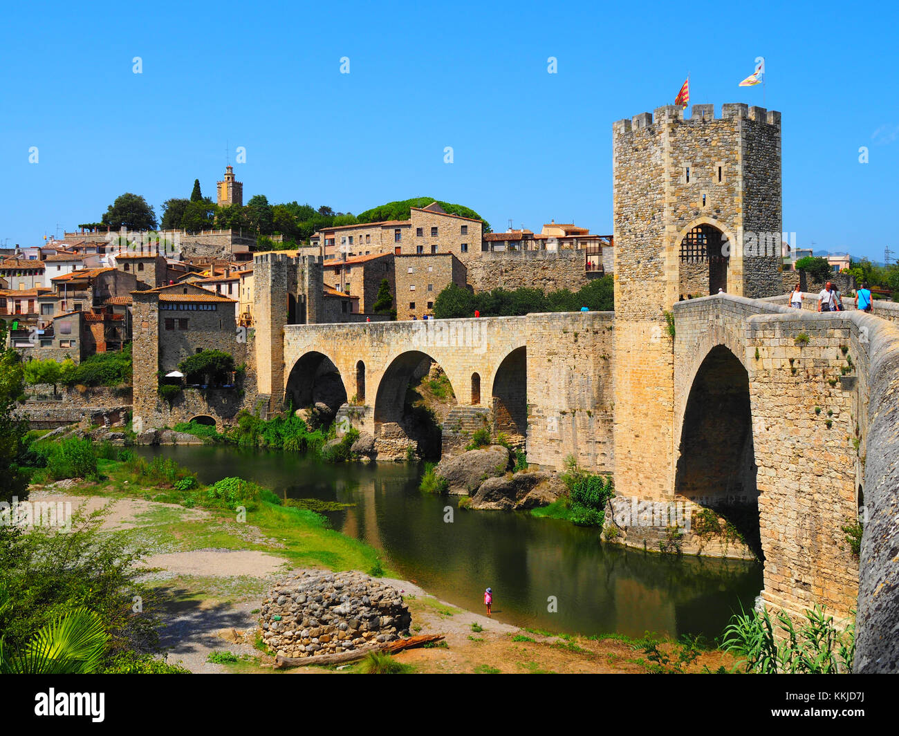 View of the medieval village of Besalu in Girona Spain Stock Photo