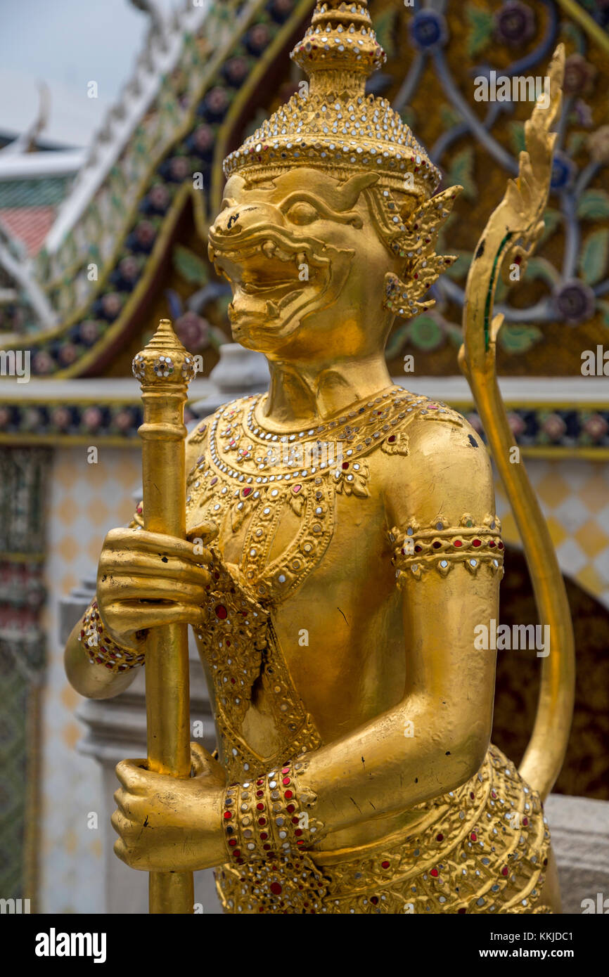 Bangkok, Thailand.  Guardian Statue Singhapanorn, Royal Grand Palace. Stock Photo