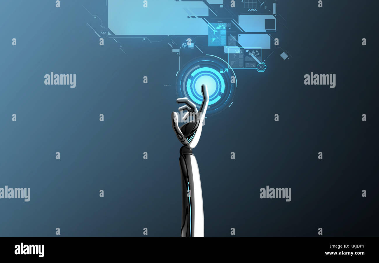 Robot Hand Touching Virtual Screen Over Blue Stock Photo Alamy Robot Hand Touching Virtual Screen Over Blue Stock Photo Alamy