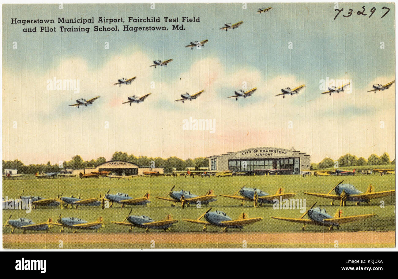 Hagerstown Municipal Airport, Fairchild Test Field and Pilot Training School, Hagerstown, Md (73297) Stock Photo