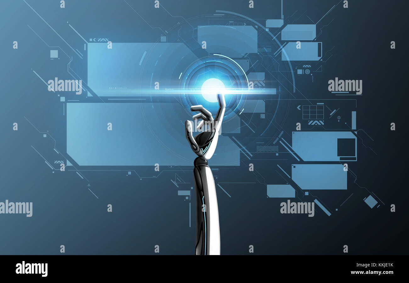 Robot Hand Touching Virtual Screen Over Blue Stock Photo Alamy Robot Hand Touching Virtual Screen Over Blue Stock Photo Alamy