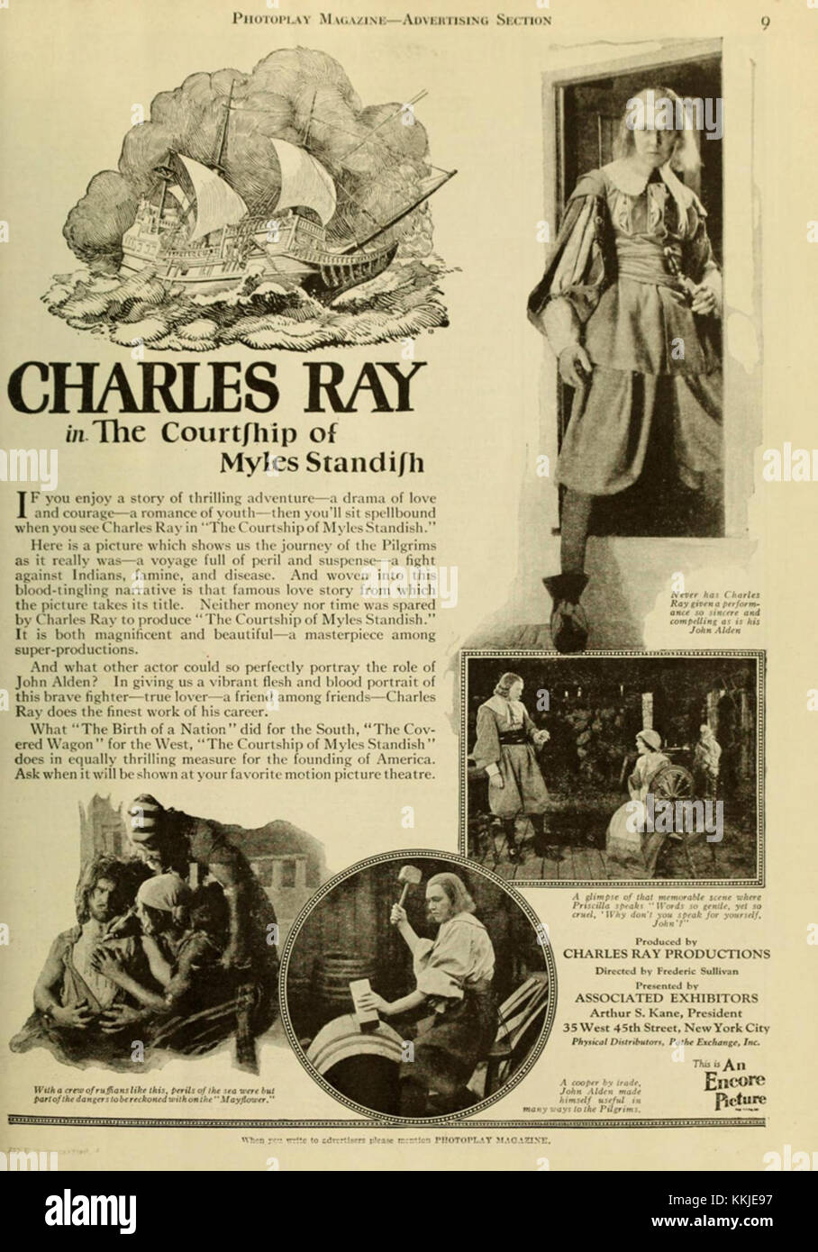 Courship-of-myles-standish - charles-ray-vintage-photoplay-advert1923 Stock Photo