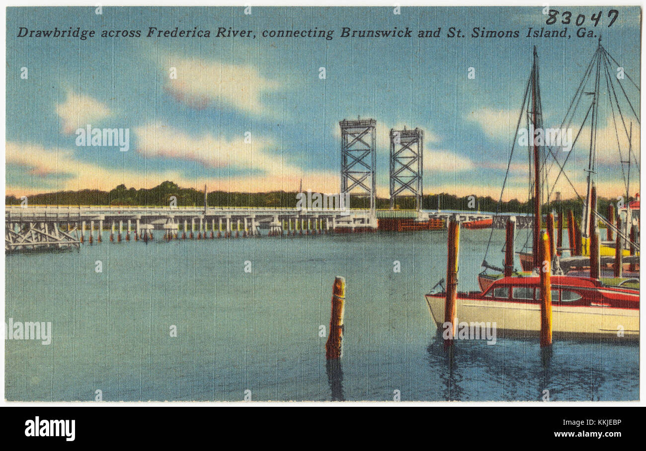 A drawbridge spanning the Frederica River, connecting Brunswick with St ...