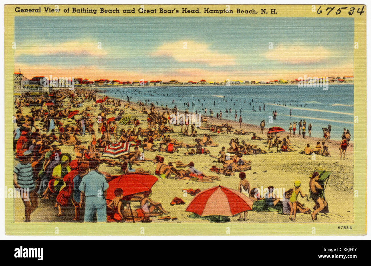 General view of bathing beach and Great Boar's Head, Hampton Beach, N.H ...