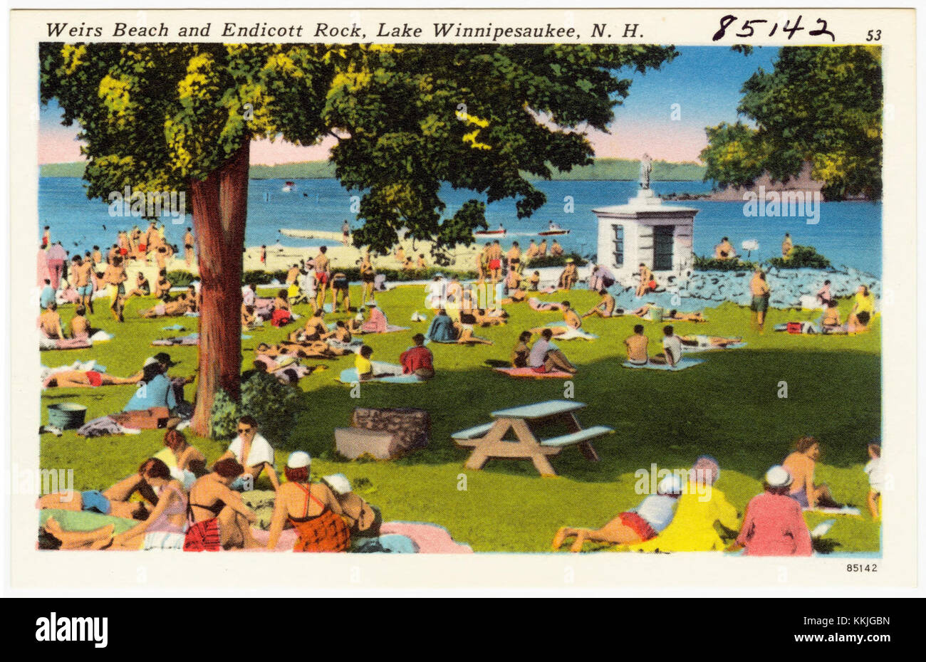 Weirs Beach and Endicott Rock, Lake Winnipesaukee, N.H (85142 Stock