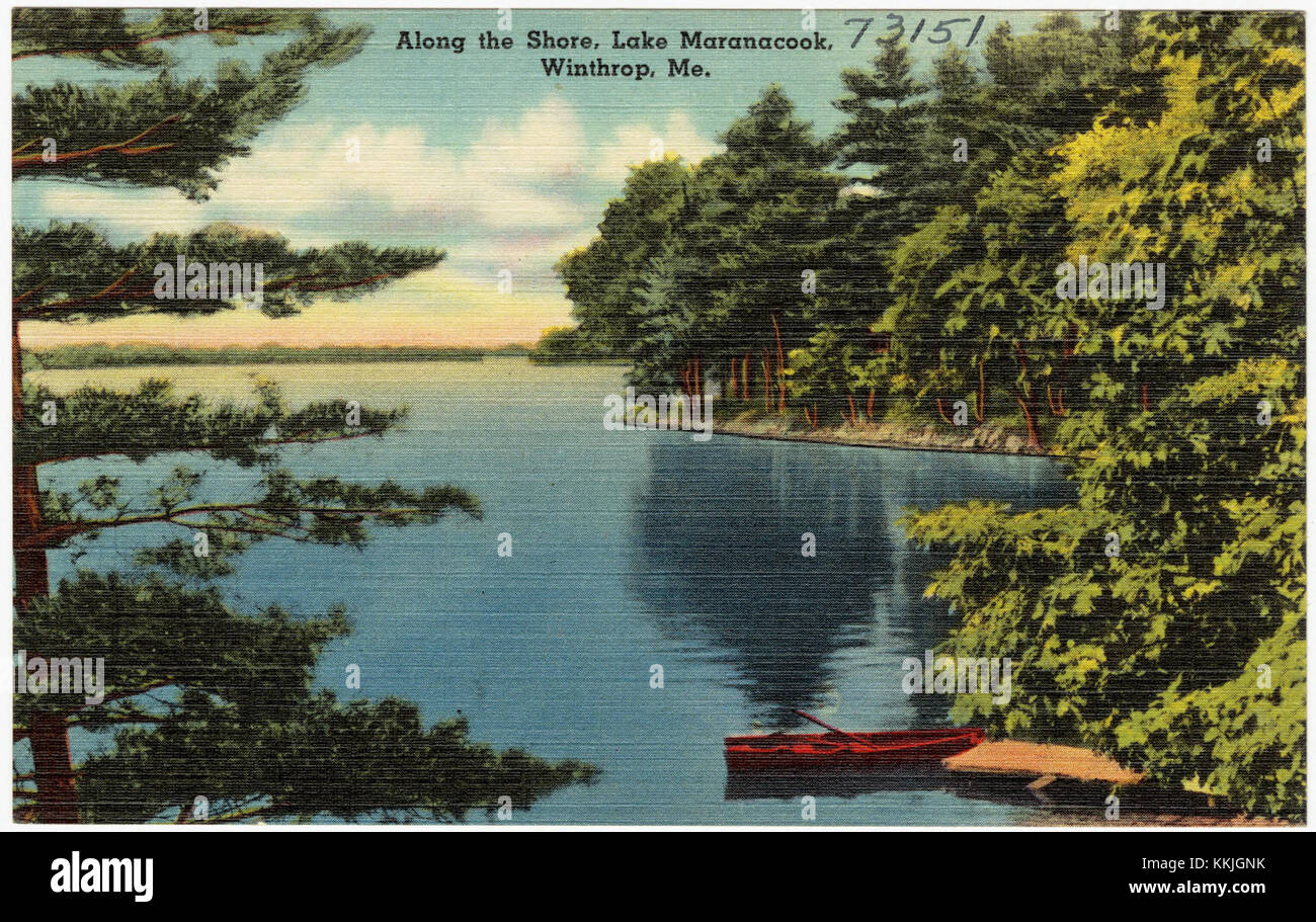 Along the shore, Lake Maranacook, Winthrop, Me (73151 Stock Photo Alamy