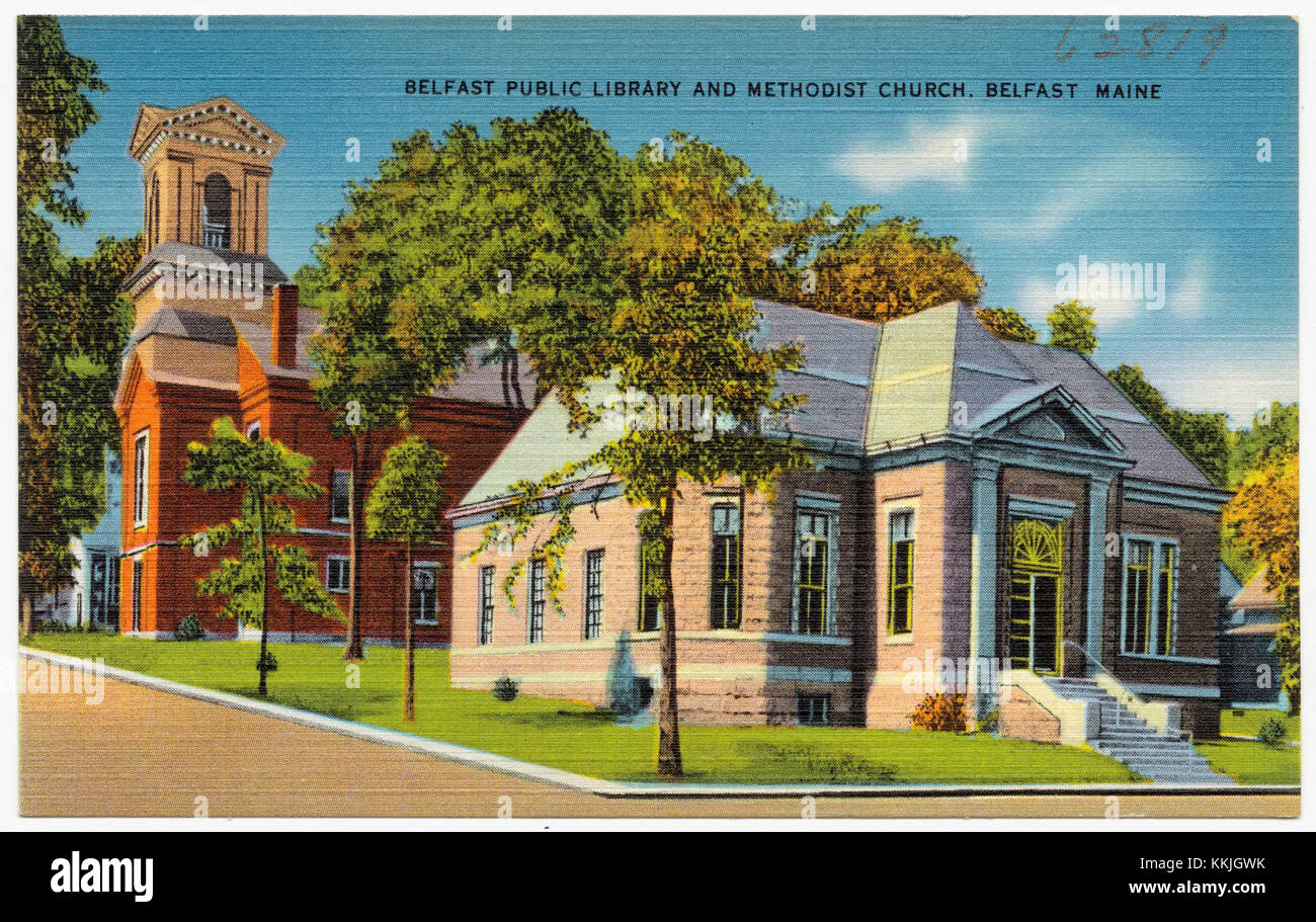 Belfast Public Library and Methodist Church, Belfast, Maine (62819
