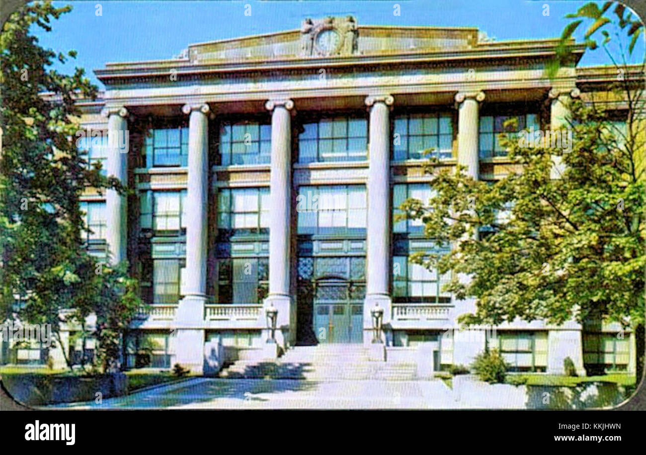 Photograph of Allentown High School, taken in 1955. This image reflects