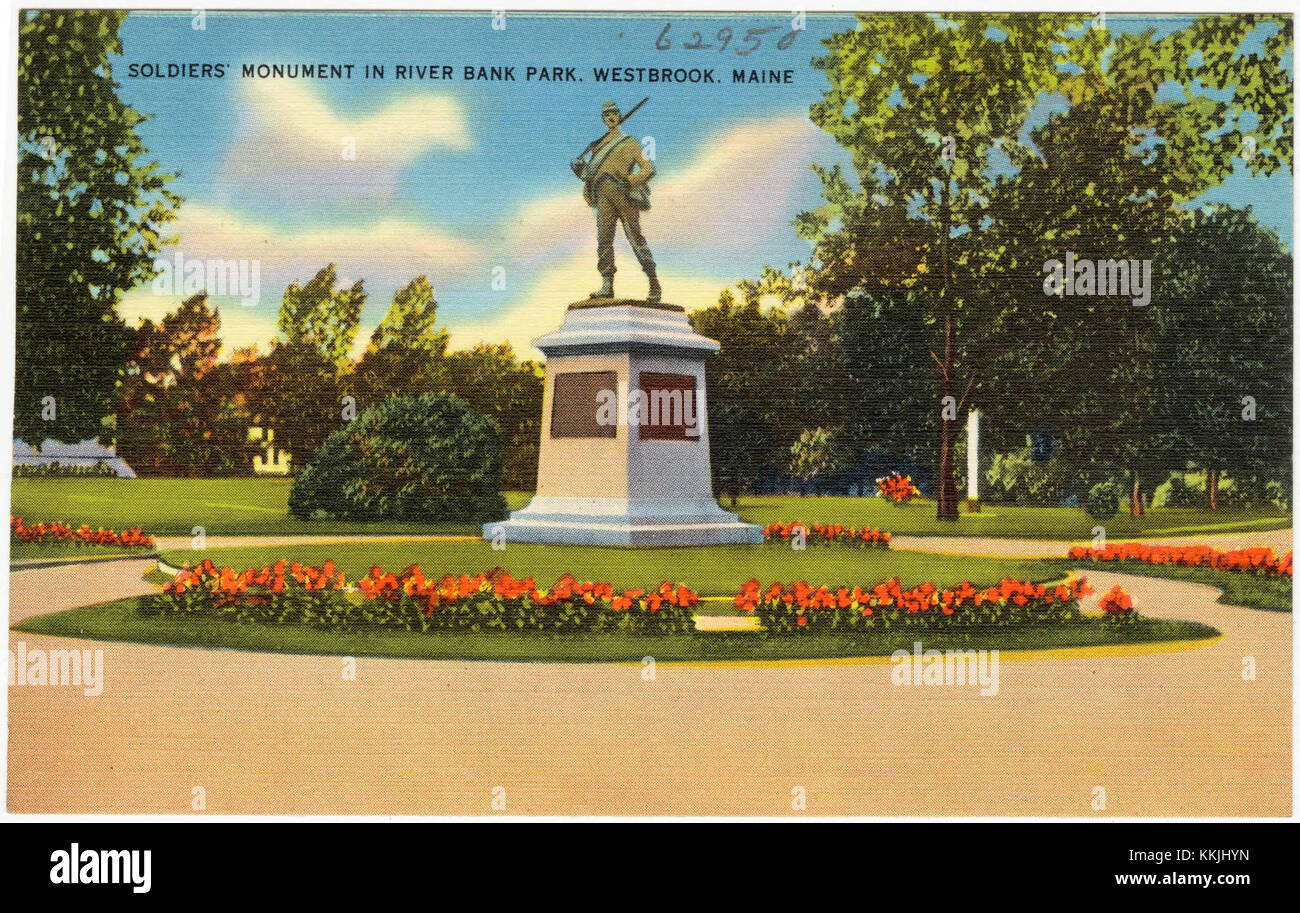 Soldiers' Monument in River Bank Park, Westbrook, Maine (62950 Stock Photo Alamy