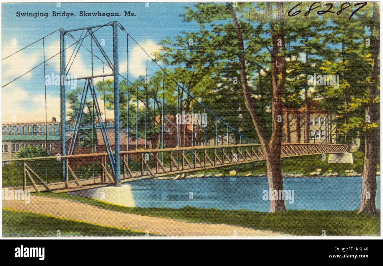 Swinging Bridge, Skowhegan, Me (68287 Stock Photo Alamy