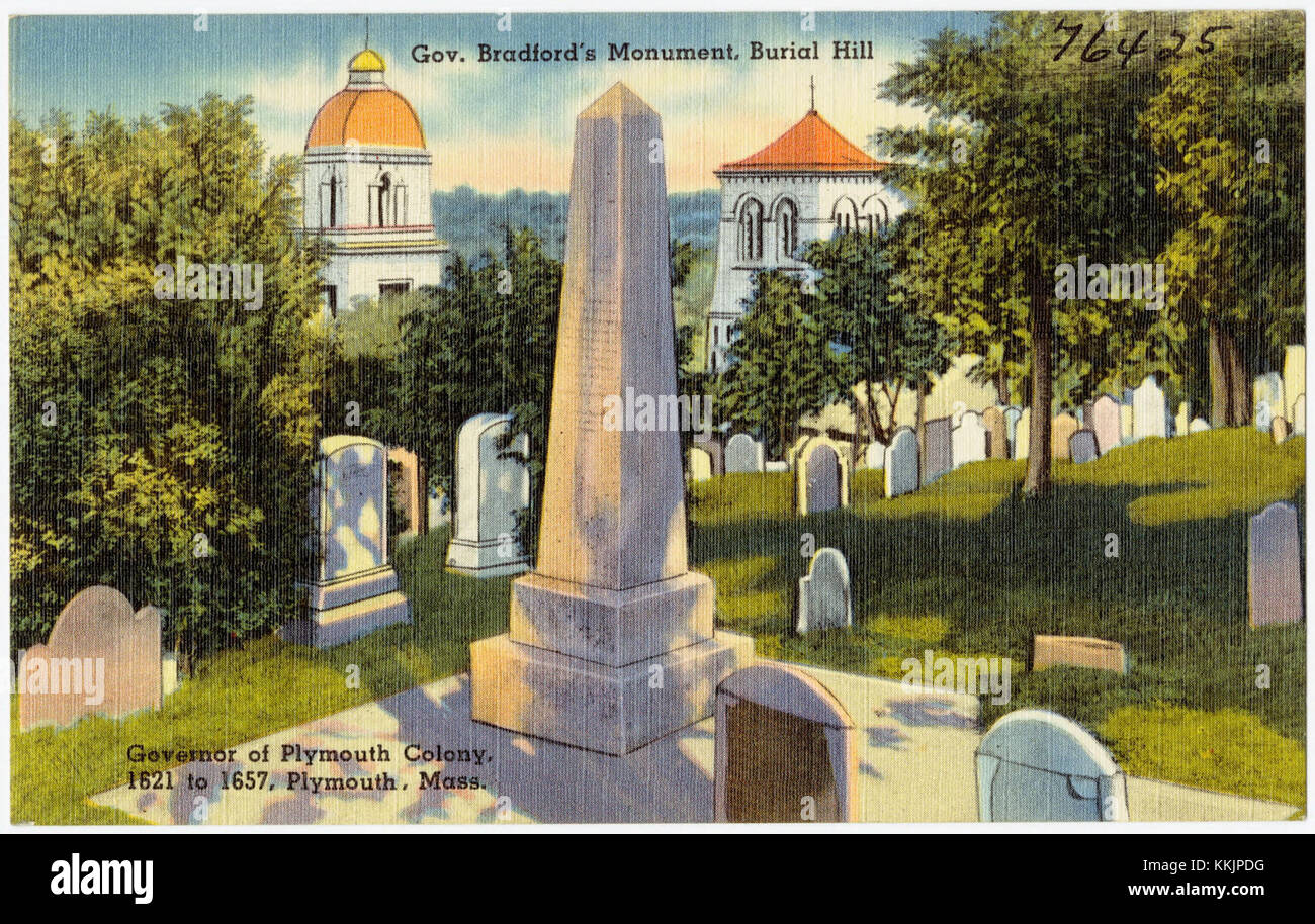 Gov. Bradford's Monument, Plymouth, Mass., Governor of Plymouth Colony 1621 to 1657, Plymouth, Mass (76425) Stock Photo