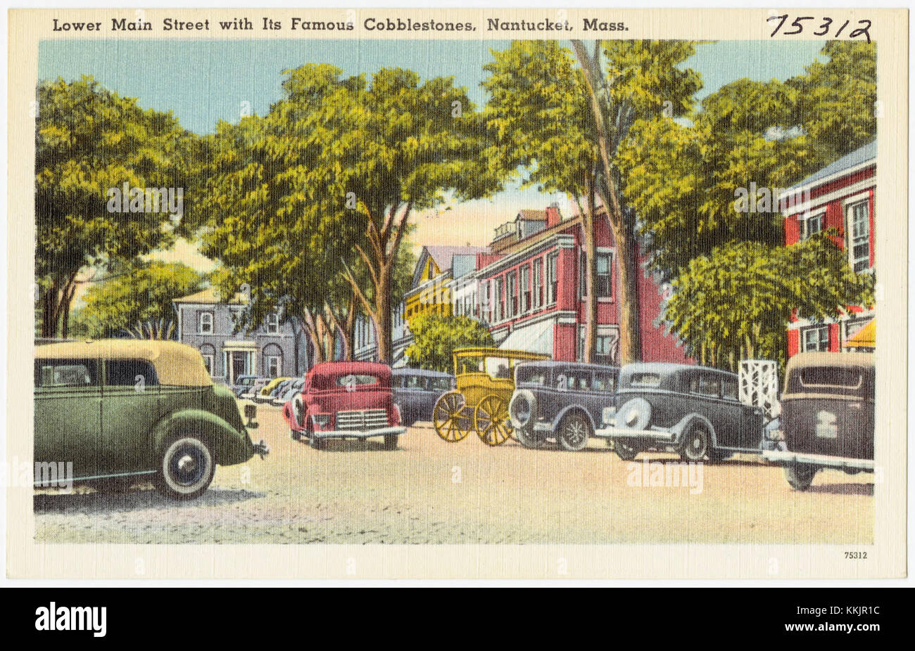 Lower Main Street with its famous cobblestones, Nantucket, Mass (75312