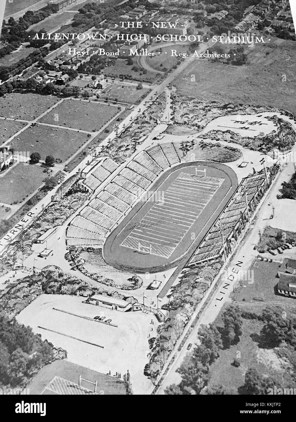 1947 Allentown School District Stadium Construction Illustration