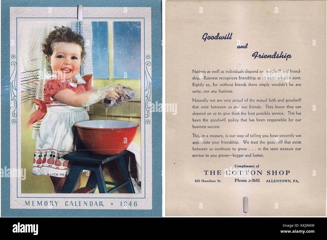 1946 The Cotton Shop Trade Card Stock Photo Alamy