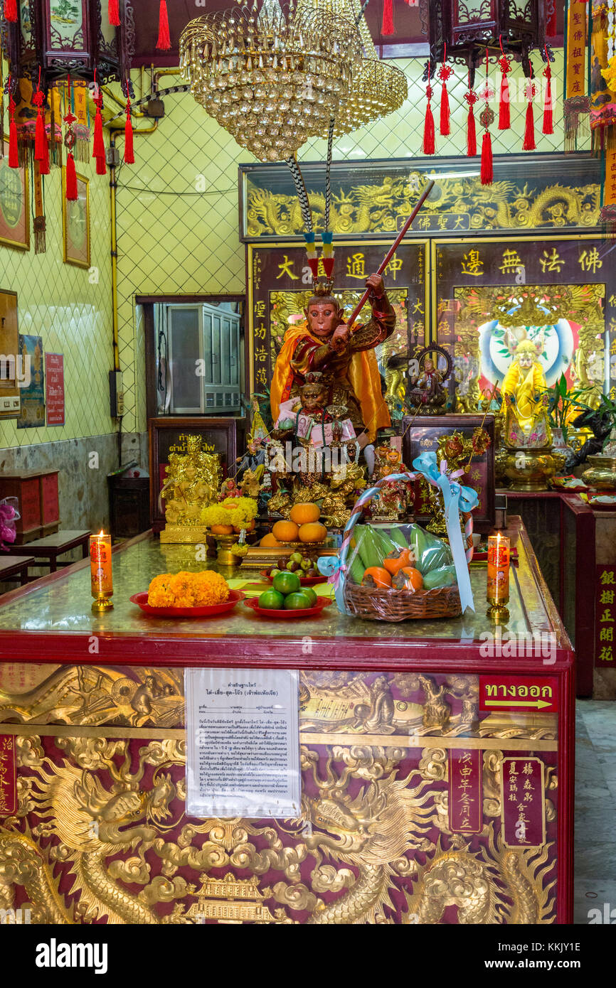 Bangkok, Thailand.  Monkey King Shrine, Chinatown. Stock Photo