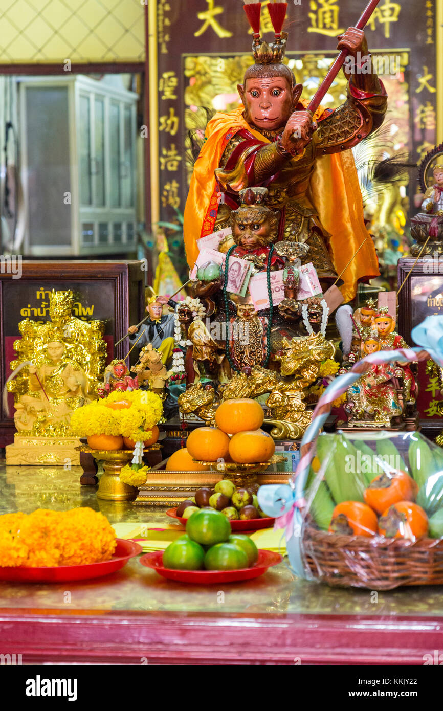 Bangkok, Thailand.  Monkey King Shrine, Chinatown. Stock Photo