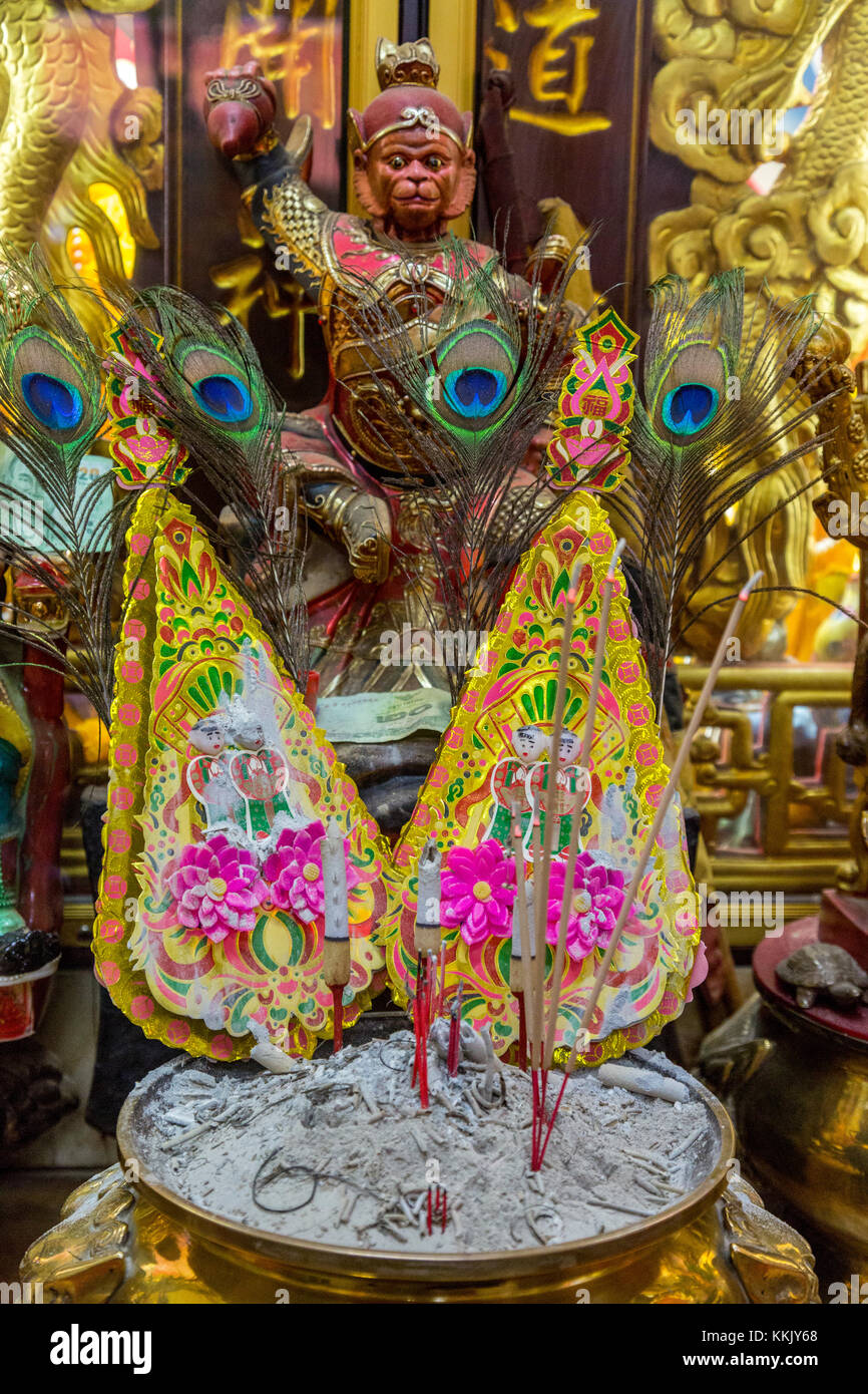 Bangkok, Thailand.  Incense before the Monkey King Shrine, Chinatown. Stock Photo