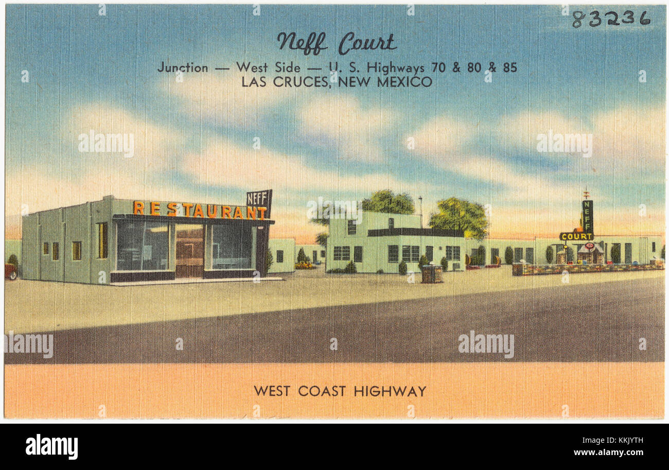 Neff Court, junction -- west side -- U.S. Highways 70 80 85, Las Cruces, New Mexico. West coast highway Stock Photo