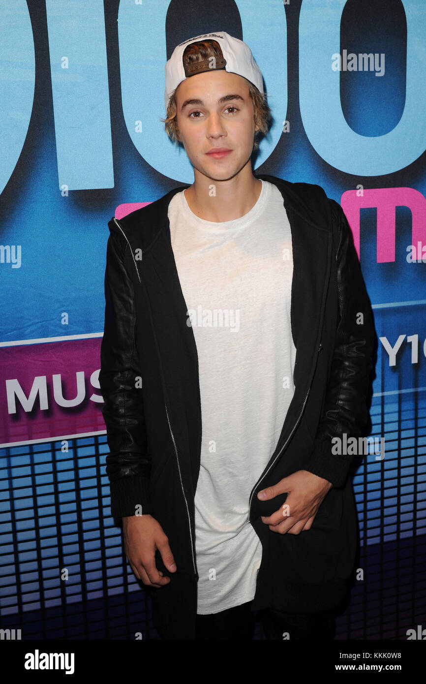 Justin bieber and skrillex visit y100 radio station hi-res stock  photography and images - Alamy