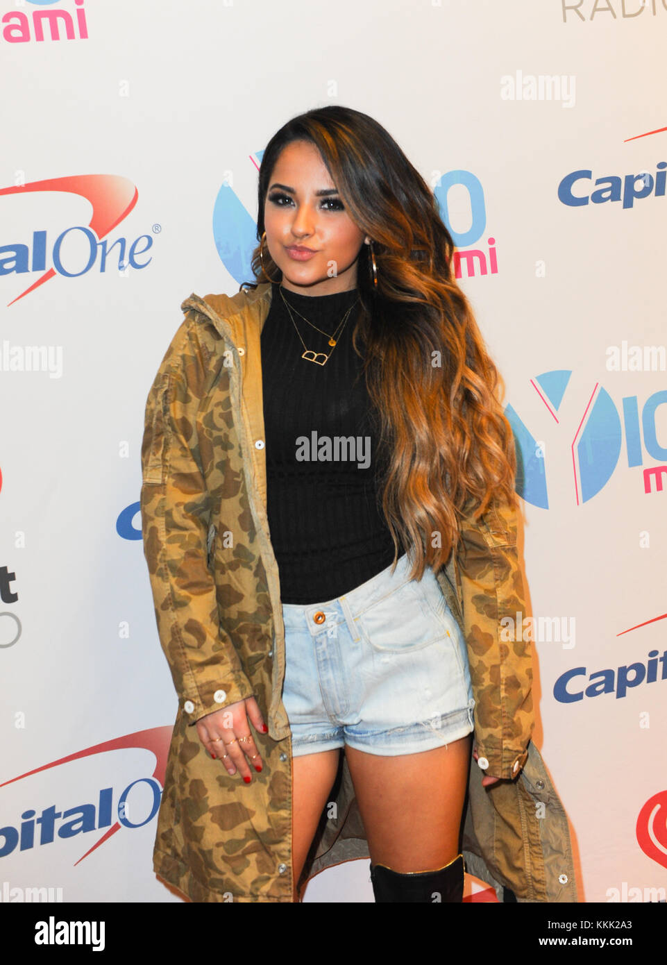 MIAMI, FL - DECEMBER 18: Becky G attends the 2015 Y100 Jingle Ball at BB&T Center on December 18, 2015 in Sunrise, Florida  People:  Becky G Stock Photo