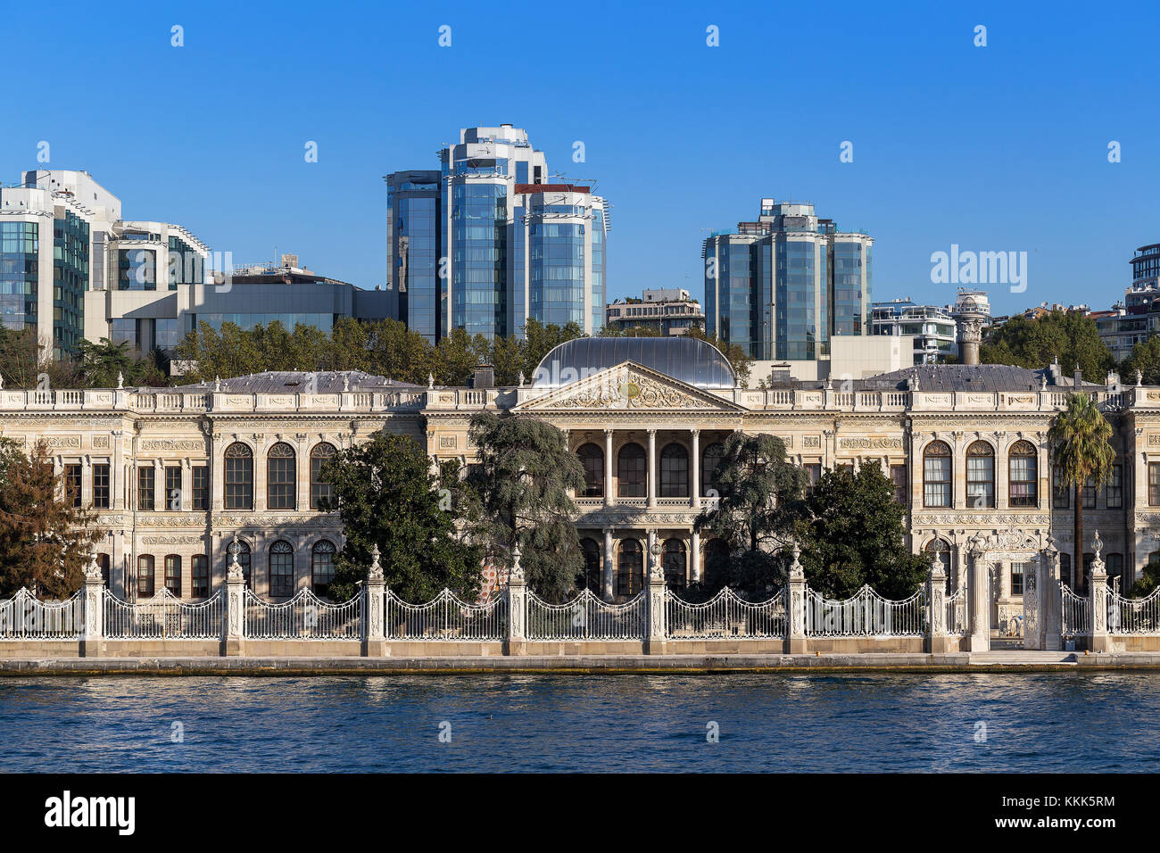 new and old place at Bosphorus Strait Istanbul Turkey. Stock Photo