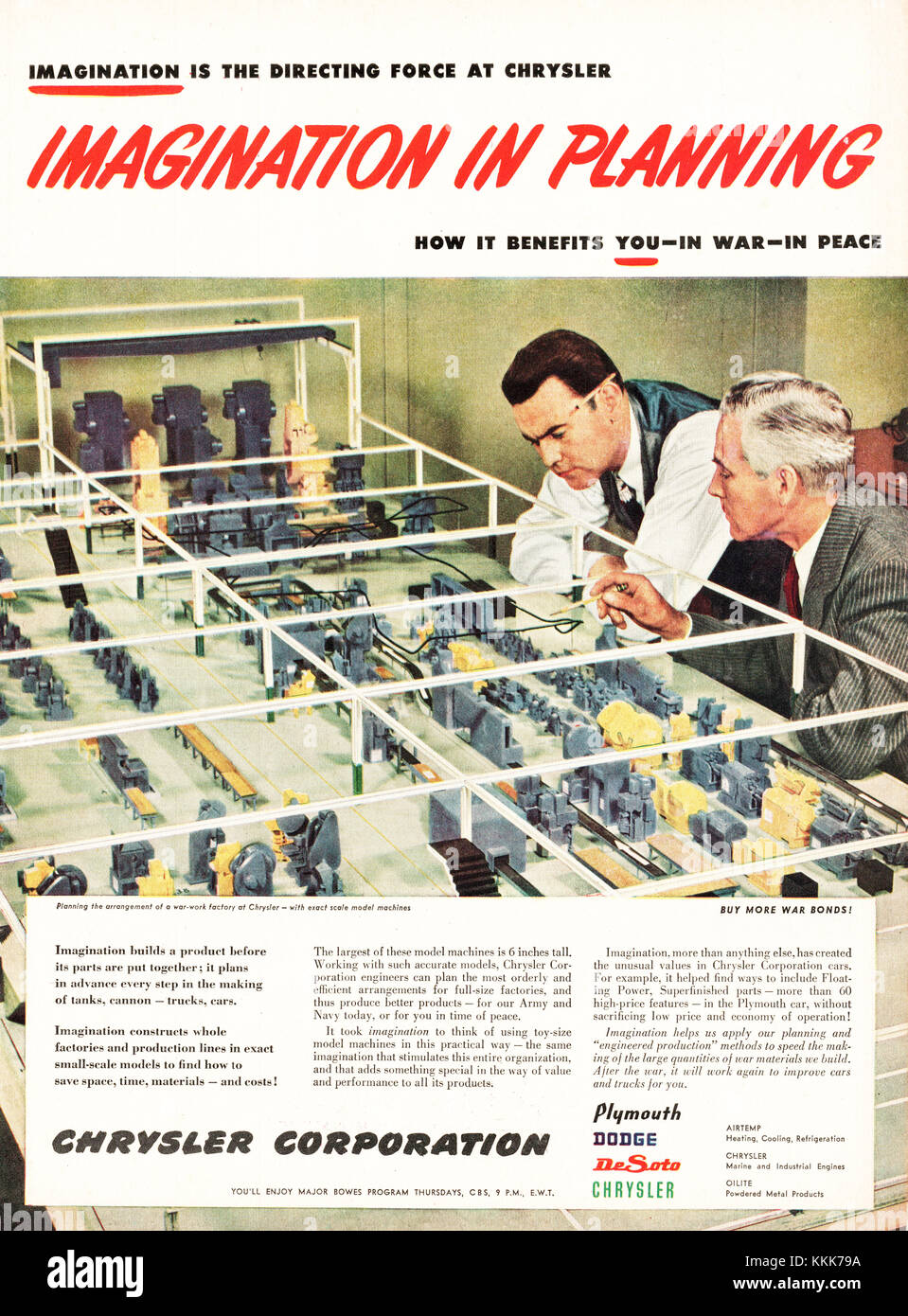 1945 U.S. Magazine Chrysler Corporation Advert Stock Photo