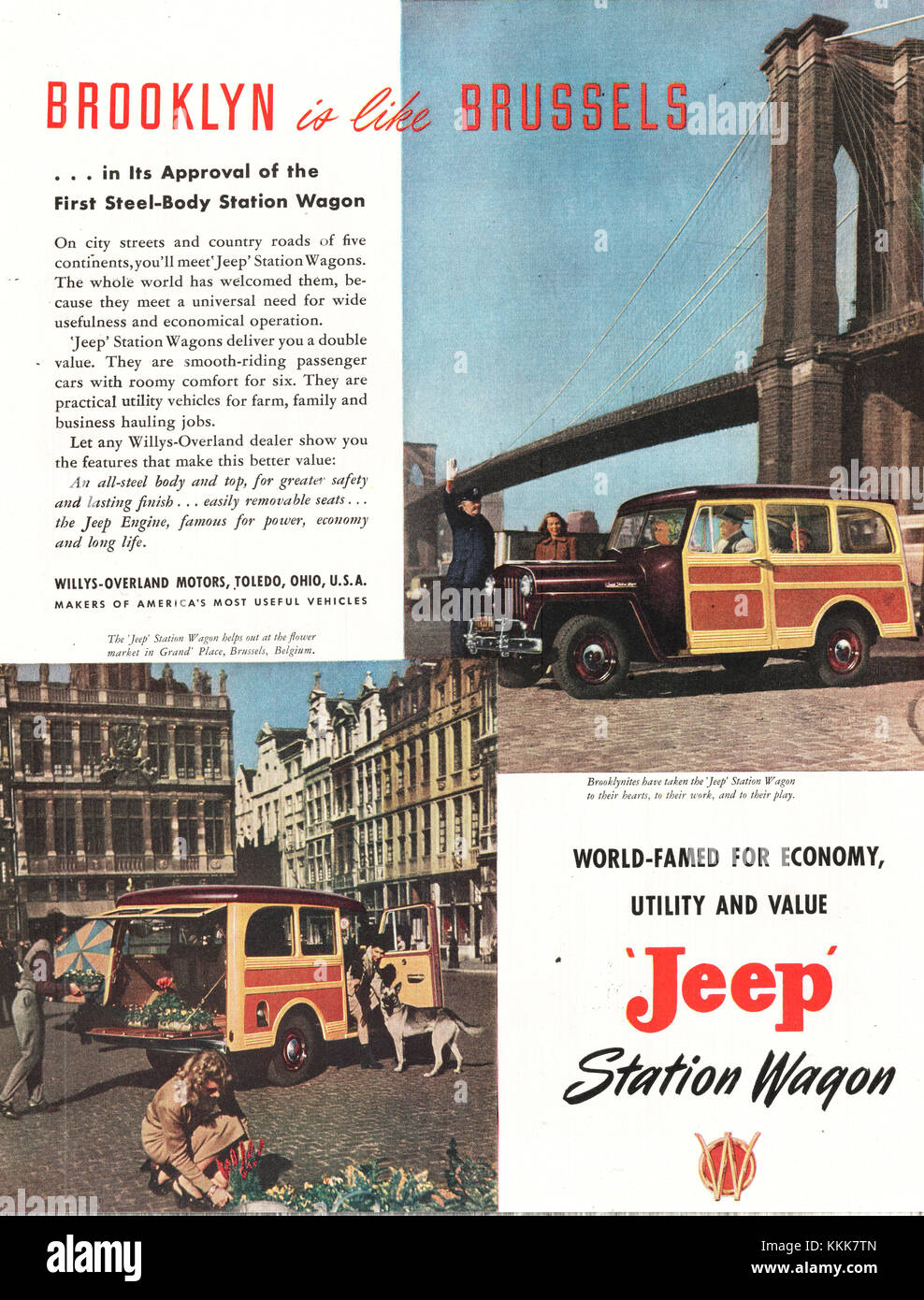 1948 U.S. Magazine Jeep Station wagon Advert Stock Photo