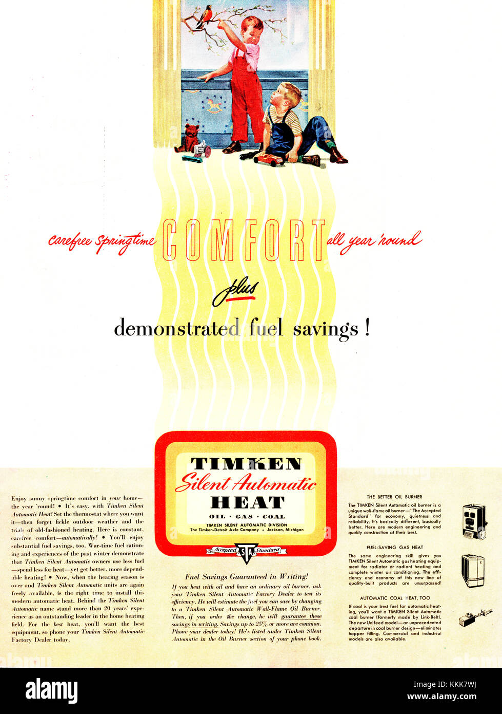 1948 U.S. Magazine Timken Heating Advert Stock Photo