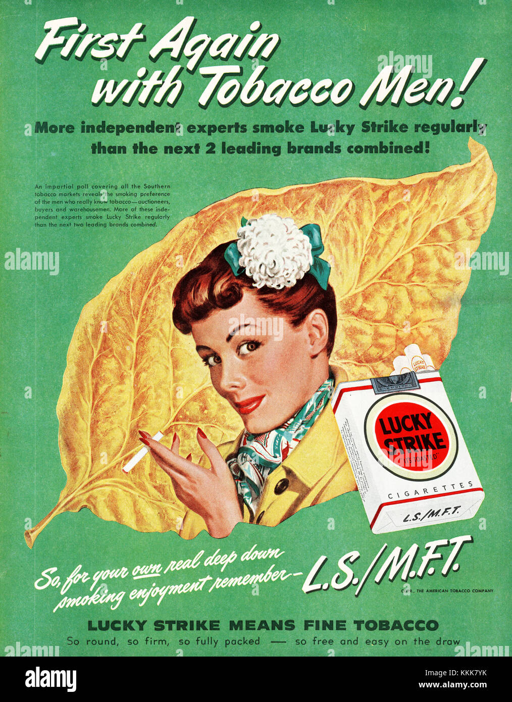 1941 Vintage ad Lucky Strike Cigarettes Tobacco Large Leaf Green