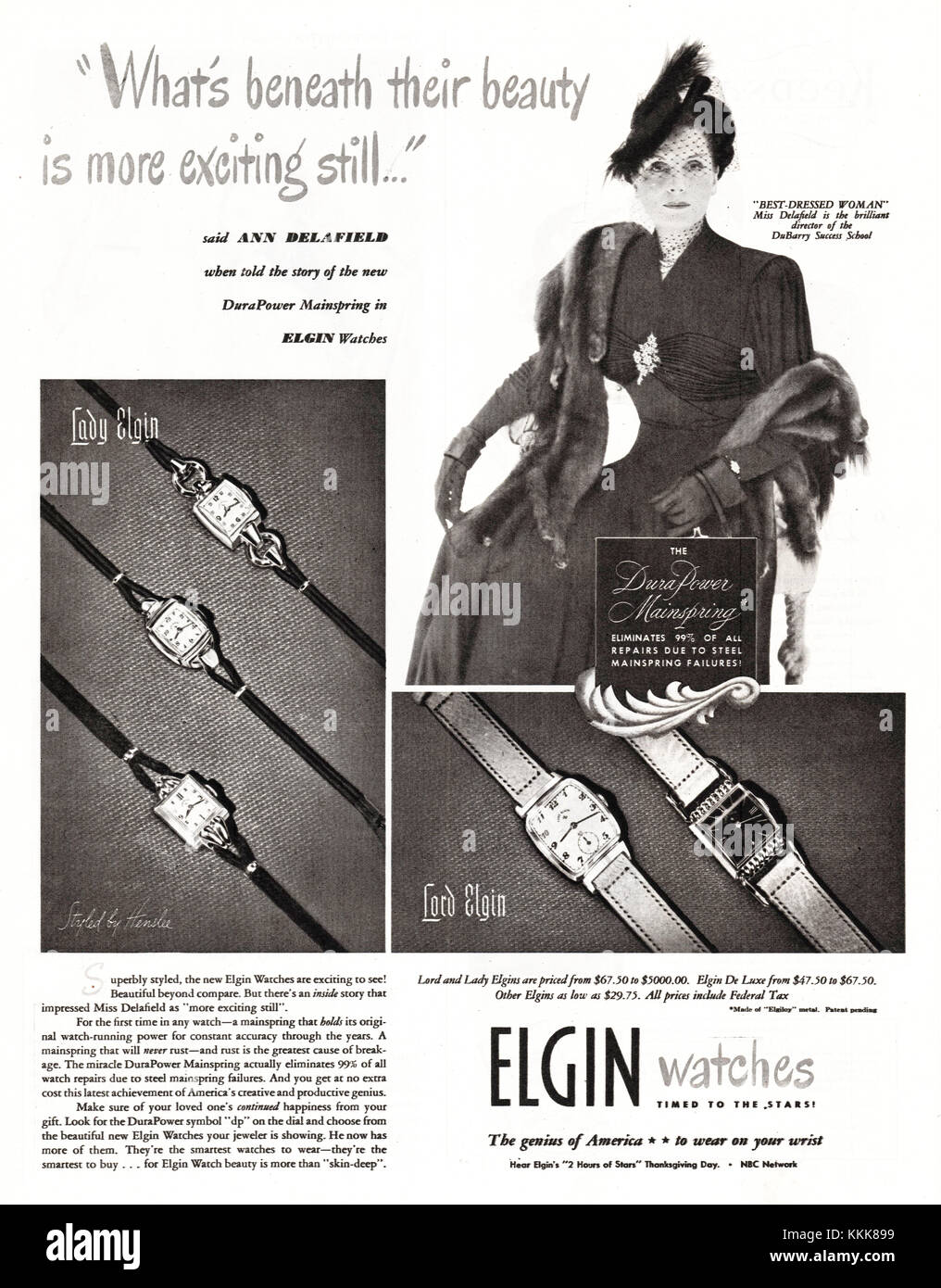 1948 U.S. Magazine Elgin Watches Advert Stock Photo