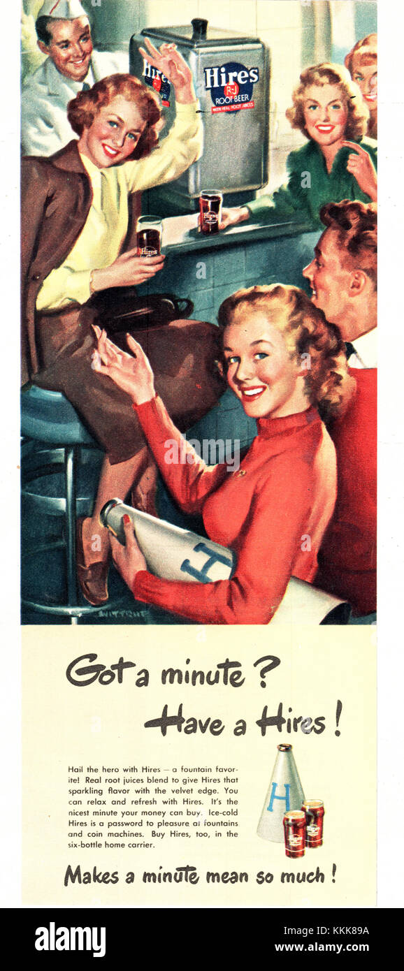 1948 U.S. Magazine Hires Root Beer Advert Stock Photo - Alamy