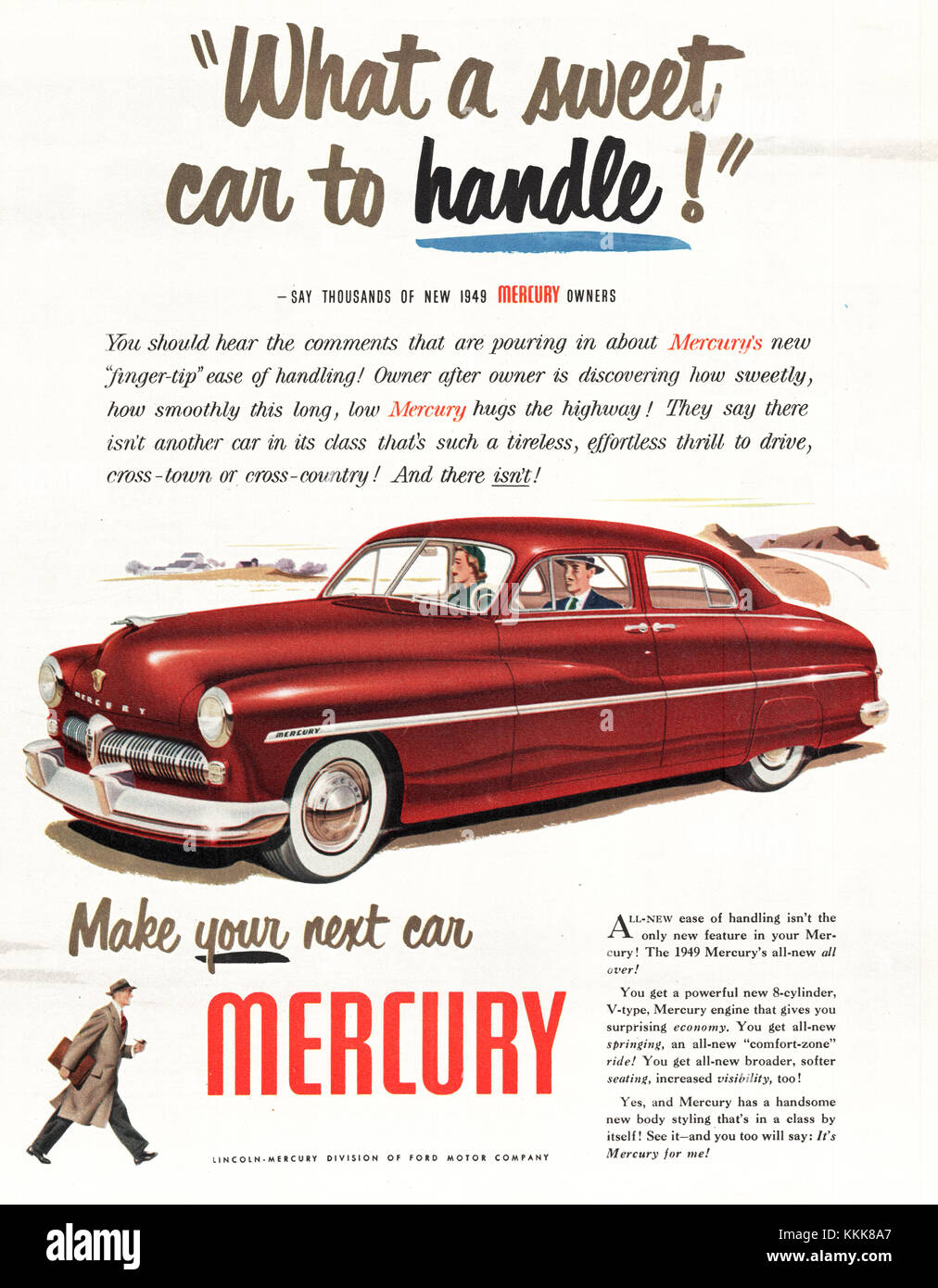 1948 U.S. Magazine Mercury Car Advert Stock Photo