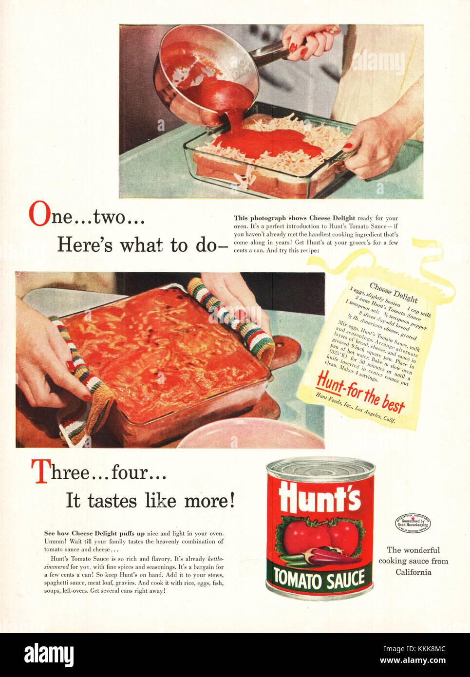 1948 U.S. Magazine Hunt's Tomato Sauce Advert Stock Photo