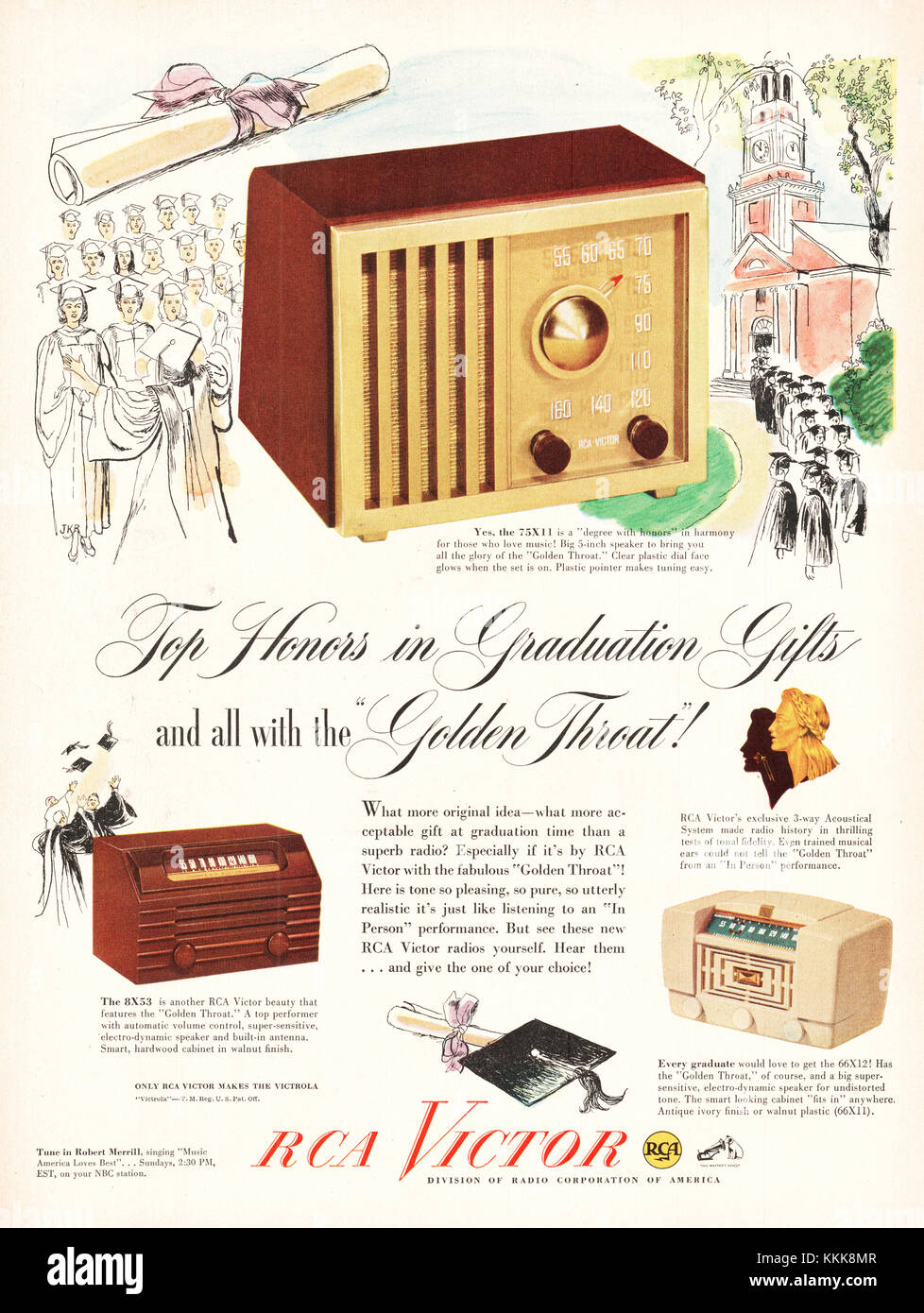 1948 U.S. Magazine RCA Victor Radios Advert Stock Photo