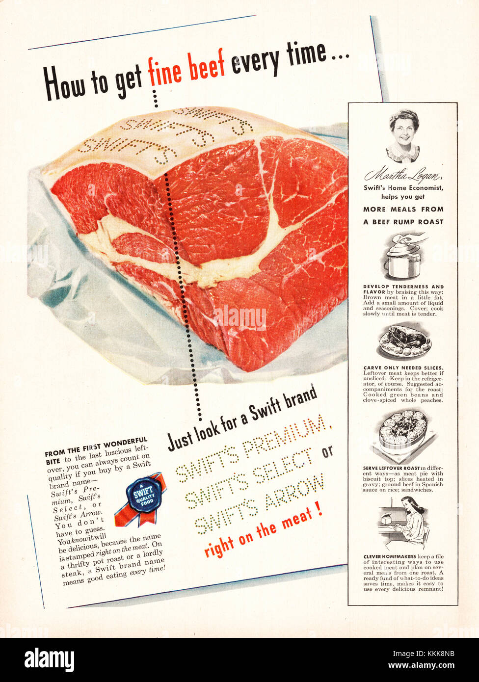 1948 U.S. Magazine Swift Meats Advert Stock Photo