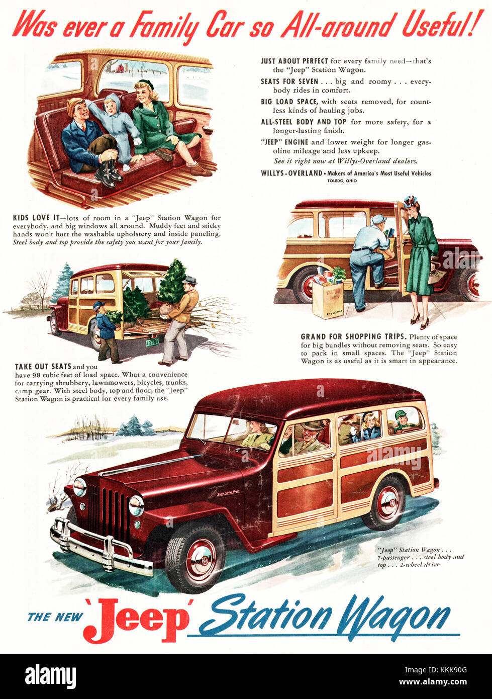 1947 U.S. Magazine Jeep Station wagon Advert Stock Photo