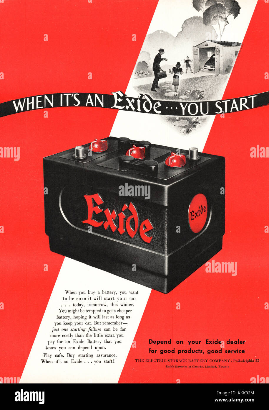 EXIDE CAR BATTERY-1961 original advert 